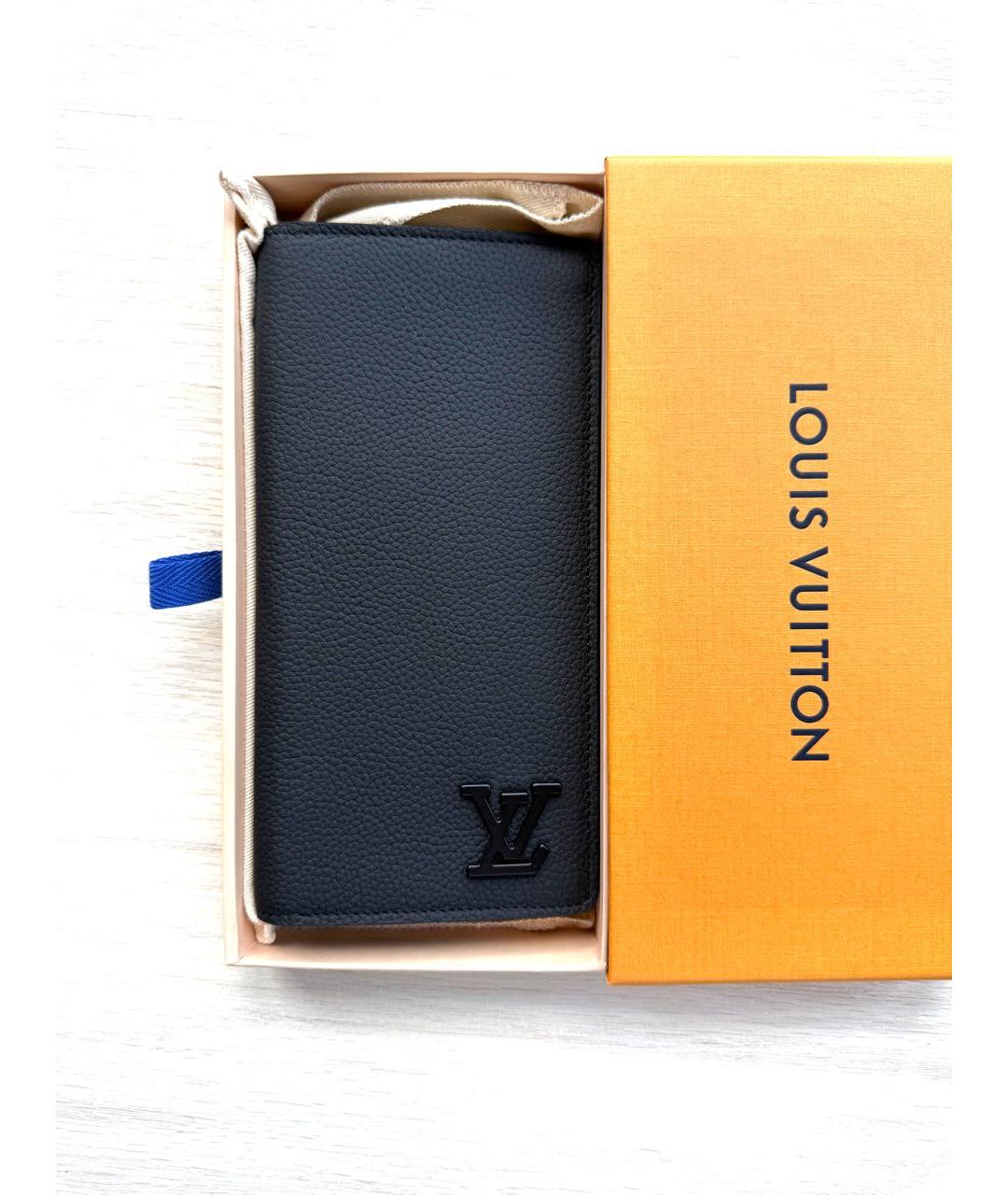 LOUIS VUITTON Черный кожаный кошелек, фото 5