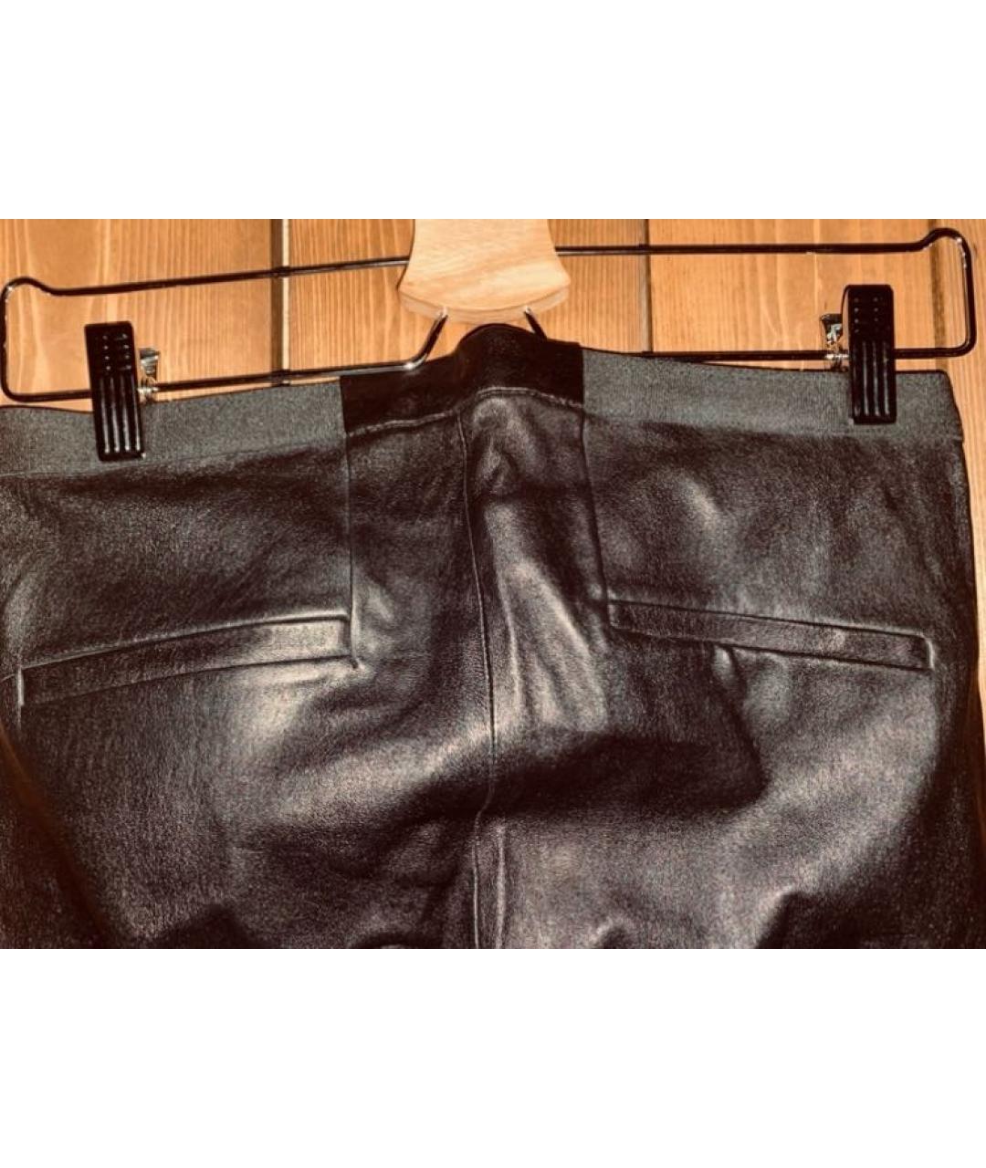 HELMUT LANG Черные кожаные леггинсы и велосипедки, фото 4