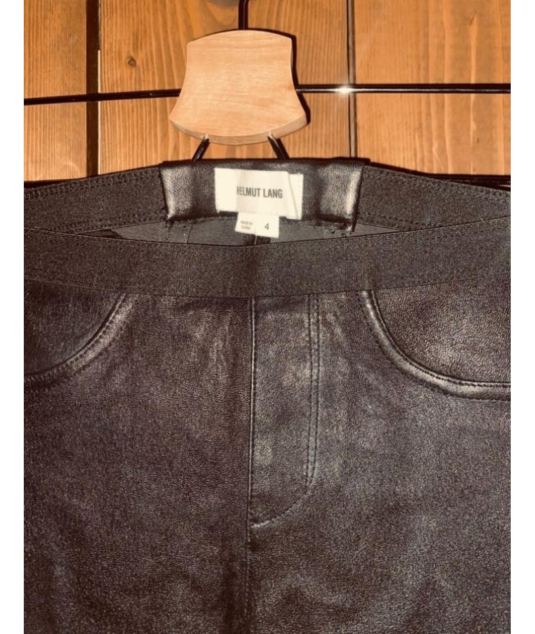 HELMUT LANG Черные кожаные леггинсы и велосипедки, фото 3