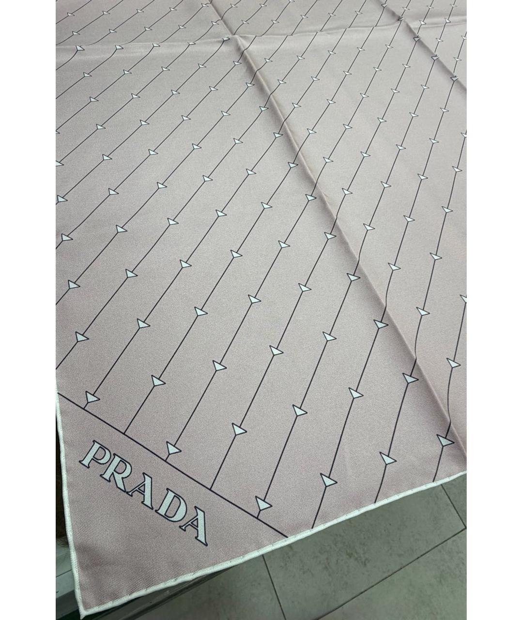 PRADA Розовый шелковый платок, фото 4