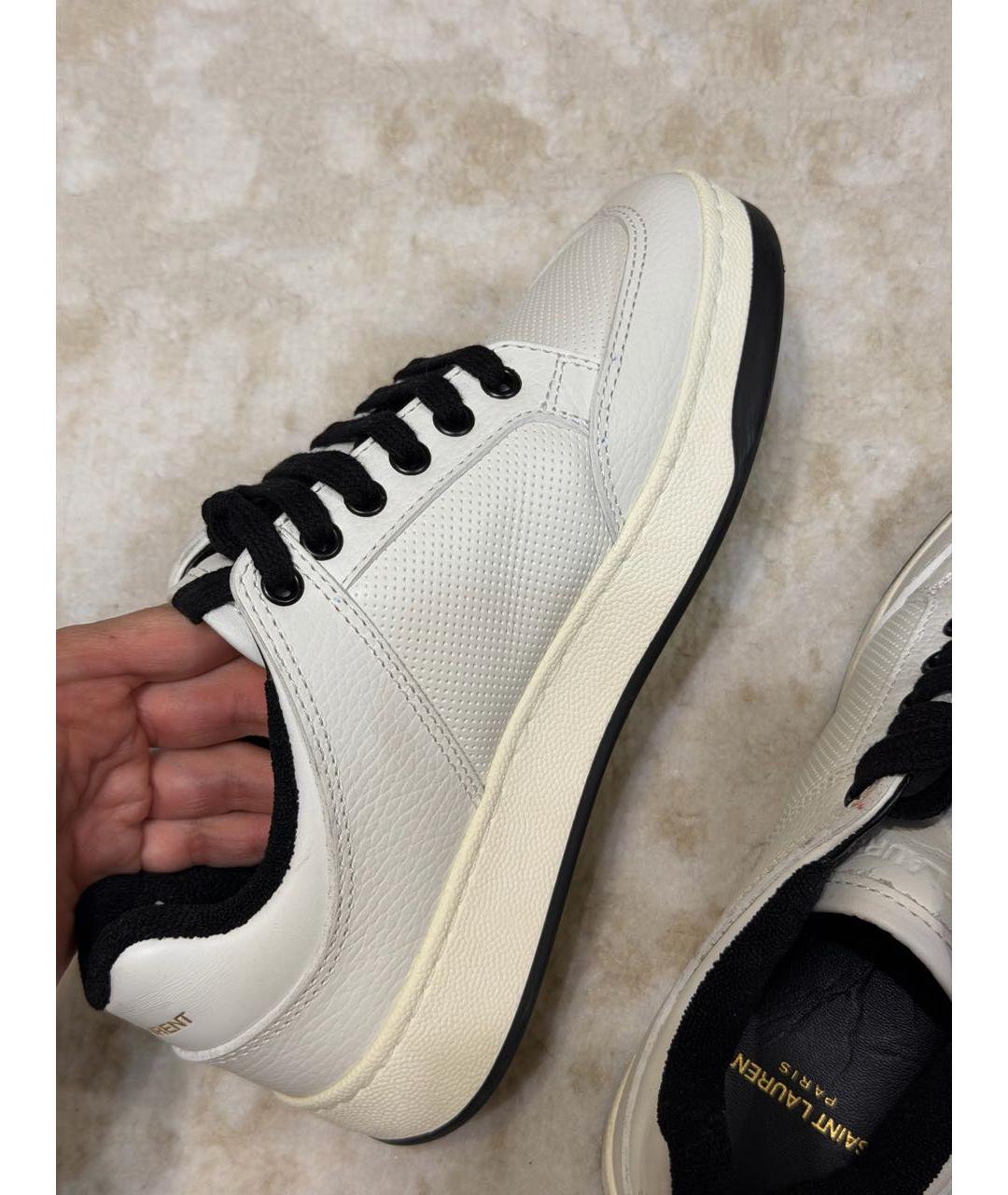 SAINT LAURENT Белые кожаные кеды, фото 7