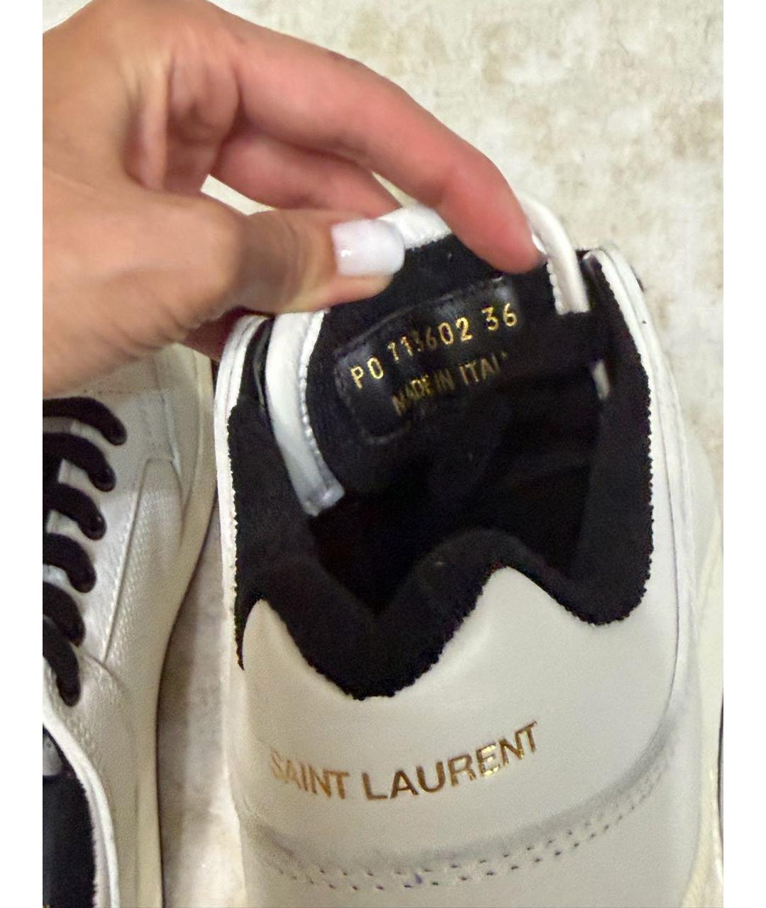 SAINT LAURENT Белые кожаные кеды, фото 8