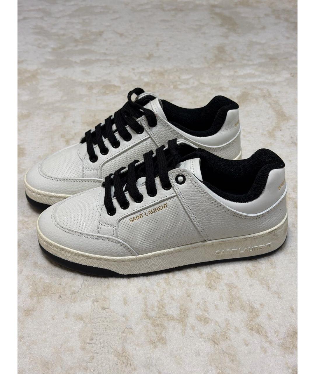 SAINT LAURENT Белые кожаные кеды, фото 9