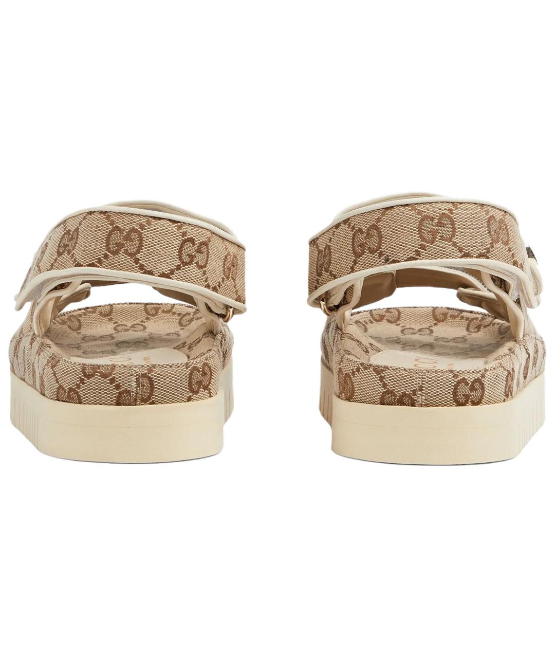 GUCCI Коричневые текстильные сандалии, фото 4