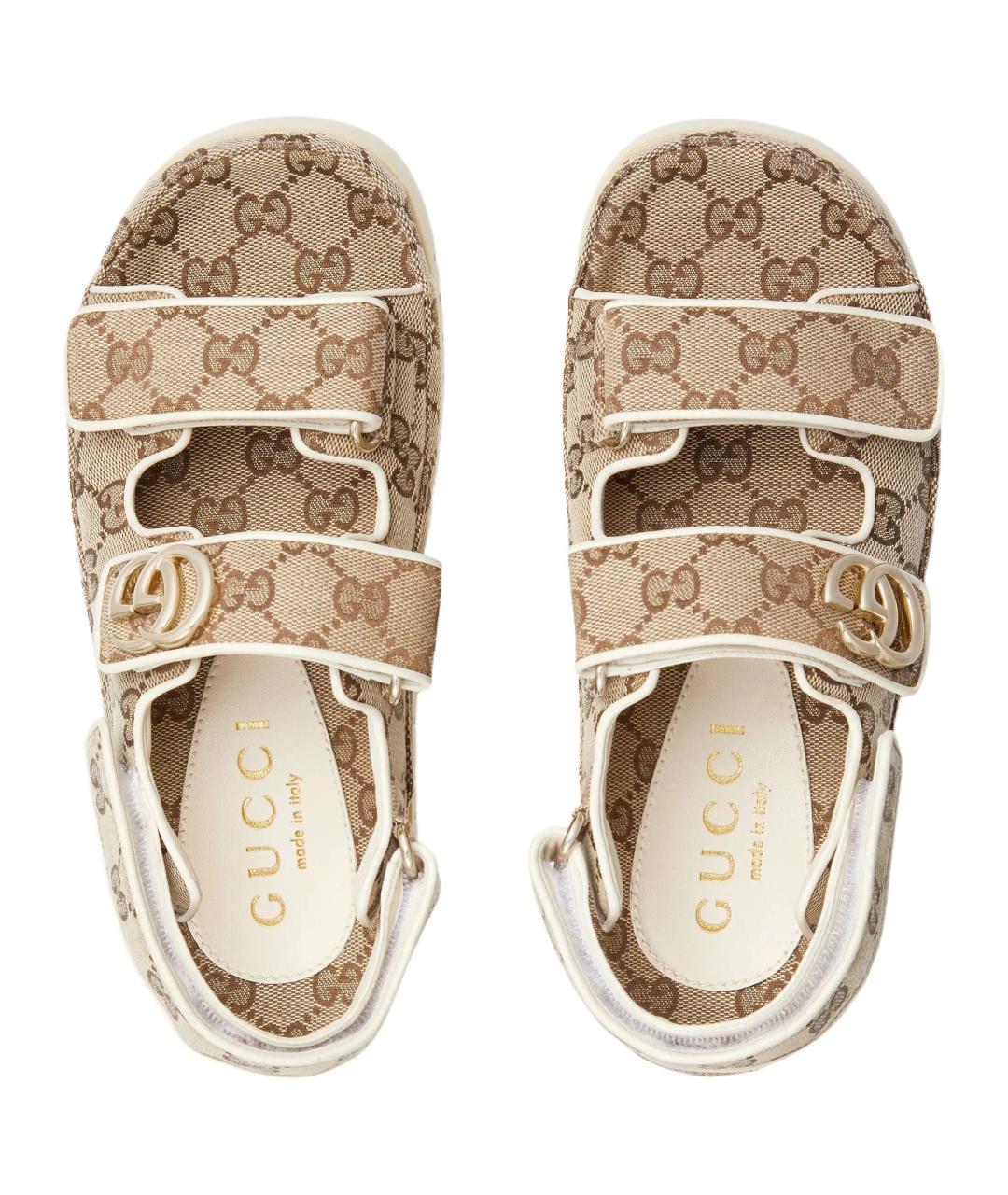 GUCCI Коричневые текстильные сандалии, фото 3