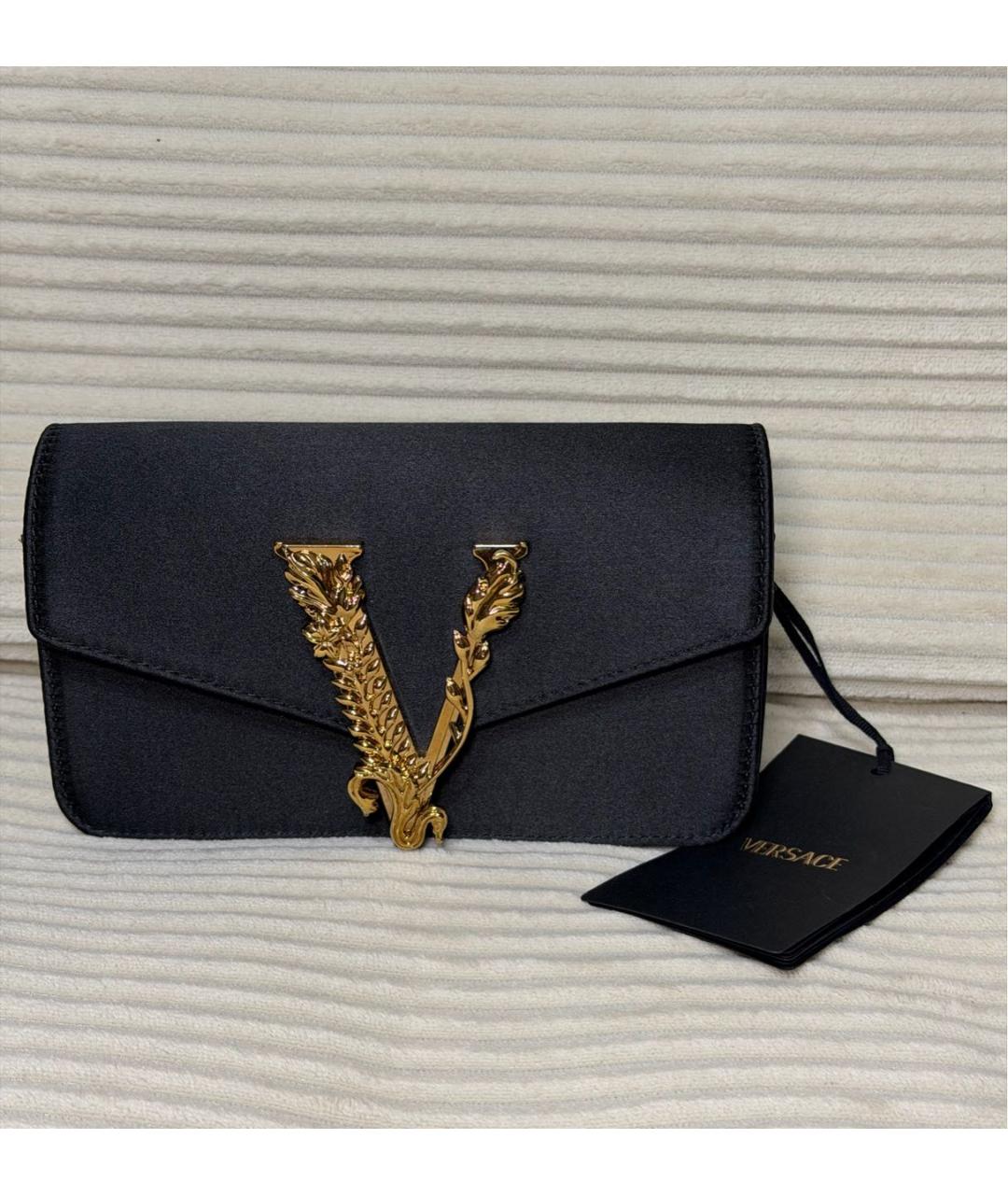 VERSACE Черная тканевая сумка через плечо, фото 9