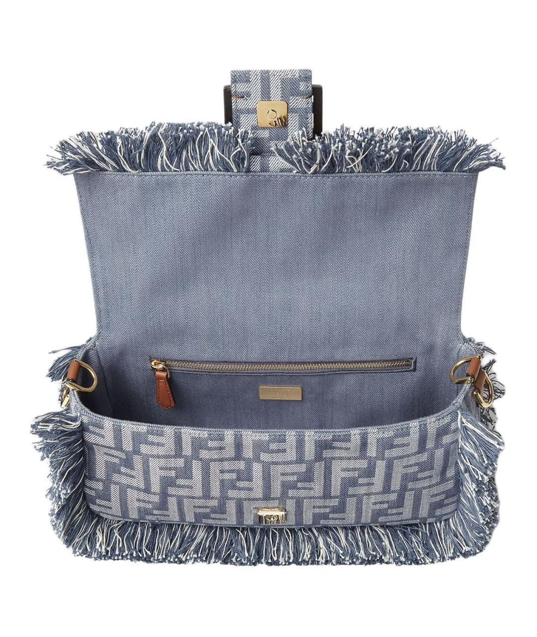 FENDI Голубая тканевая сумка через плечо, фото 4