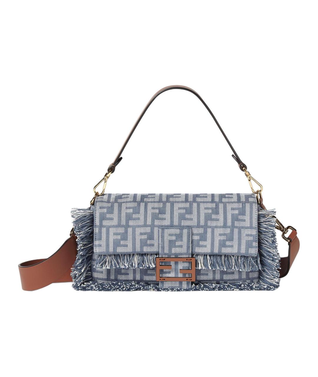 FENDI Голубая тканевая сумка через плечо, фото 1