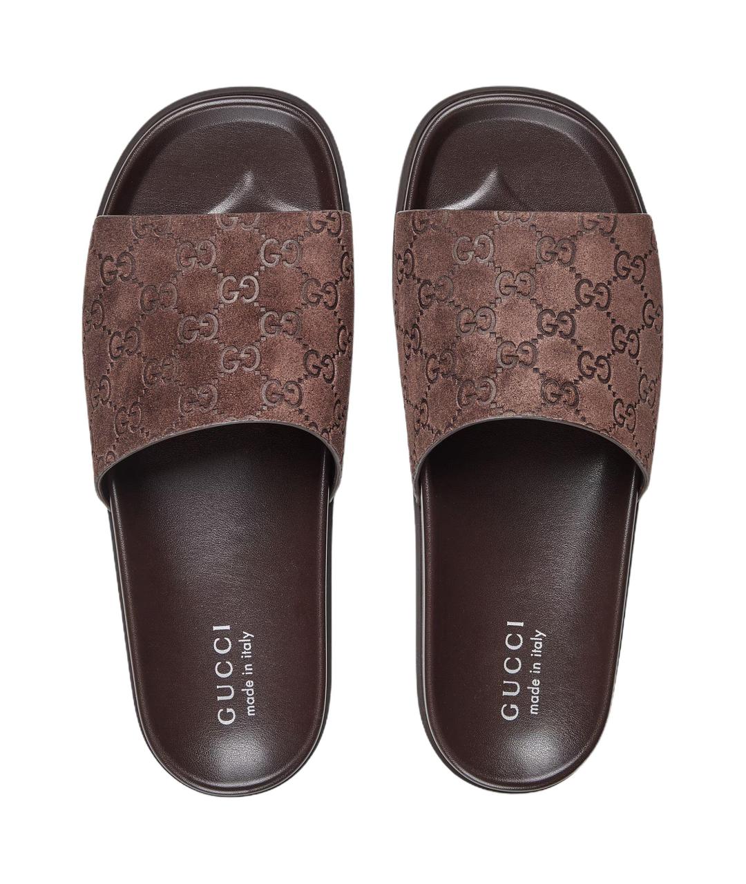 GUCCI Коричневые шлепанцы, фото 4