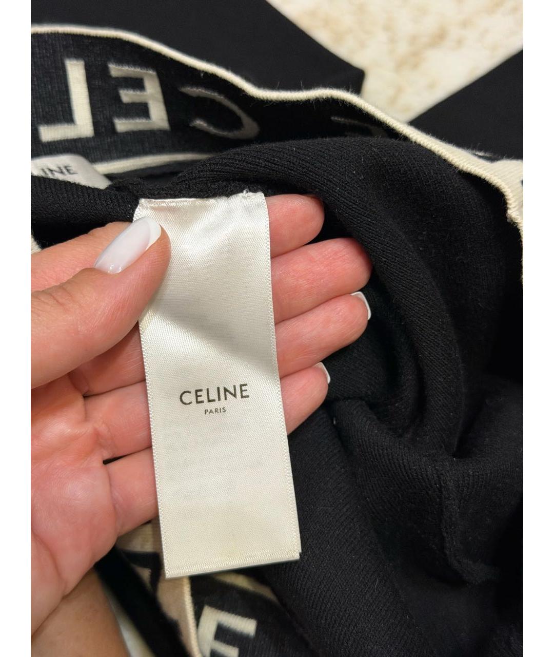 CELINE Черные хлопко-эластановые леггинсы и велосипедки, фото 5