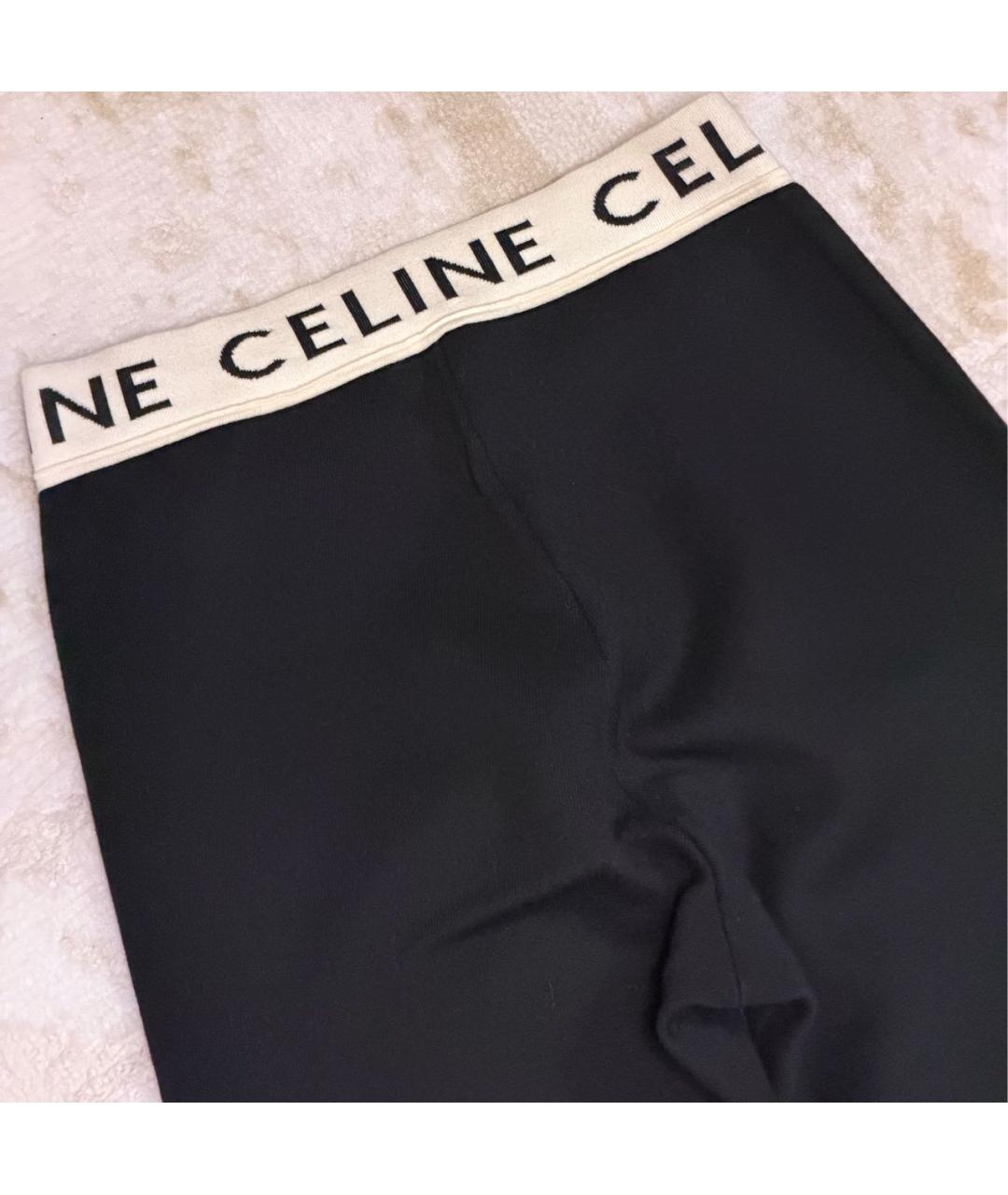 CELINE Черные хлопко-эластановые леггинсы и велосипедки, фото 4