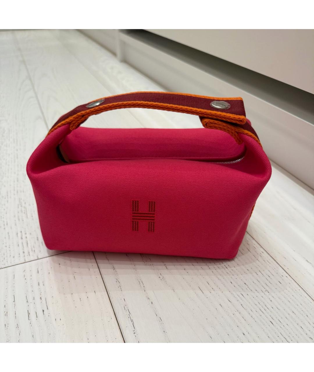 HERMES Фуксия хлопковая косметичка, фото 3