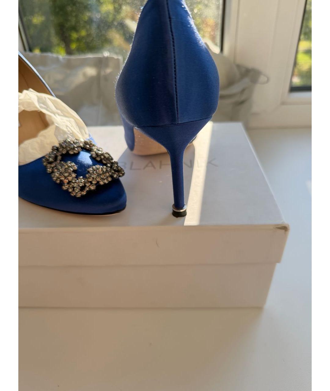 MANOLO BLAHNIK Синие текстильные туфли, фото 3
