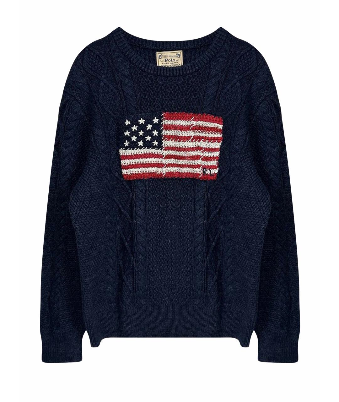 RALPH LAUREN Темно-синий хлопковый джемпер / свитер, фото 1