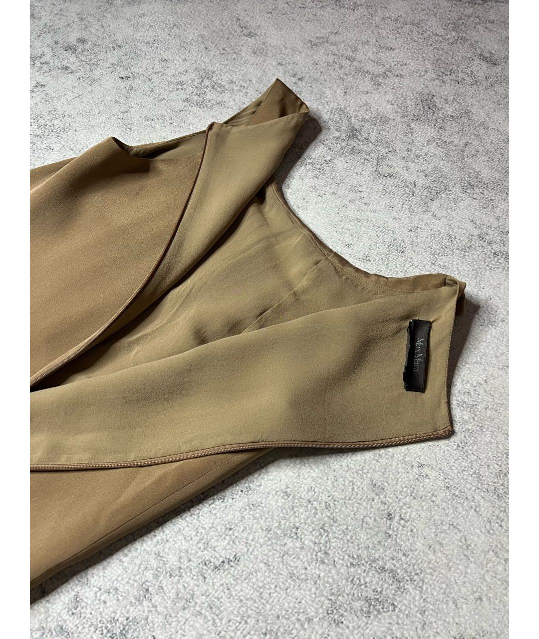 MAX MARA Коричневое шелковое коктейльное платье, фото 8