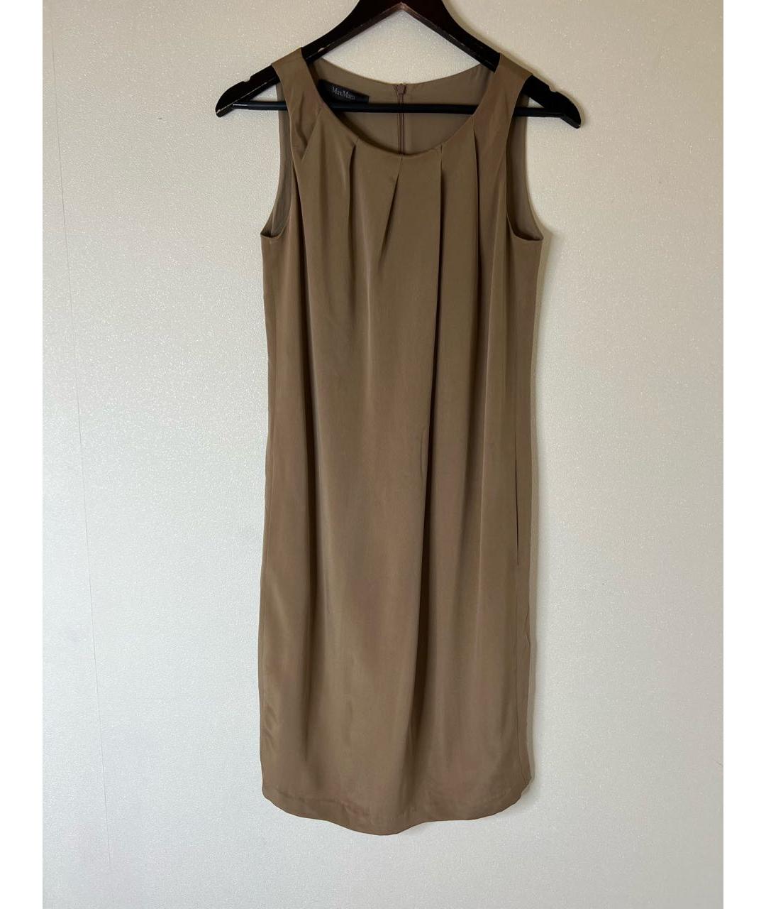 MAX MARA Коричневое шелковое коктейльное платье, фото 2