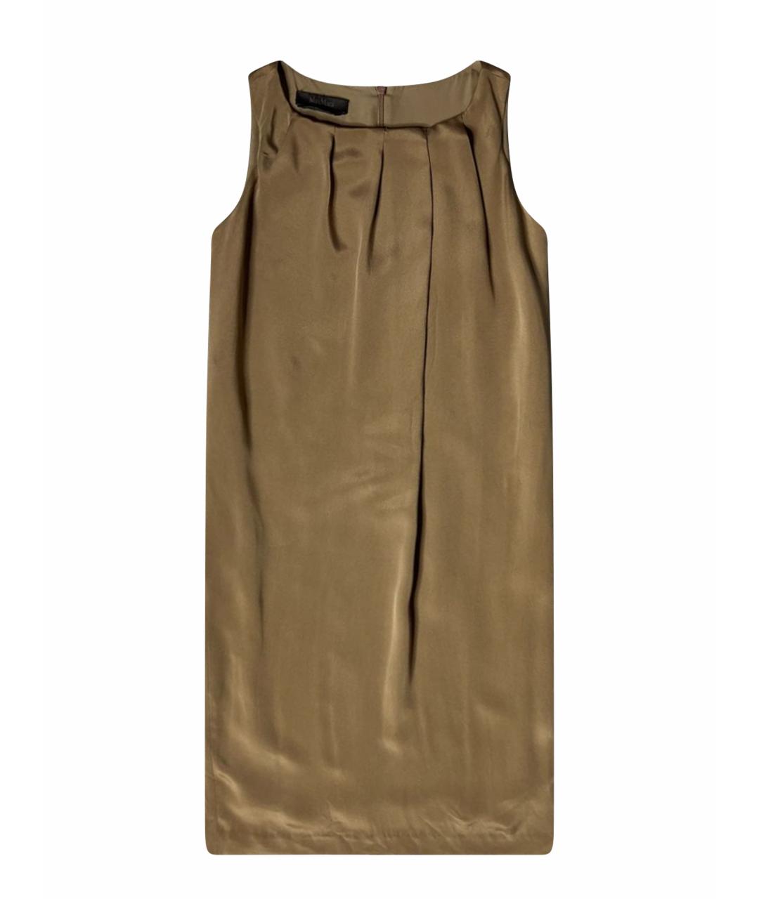 MAX MARA Коричневое шелковое коктейльное платье, фото 1