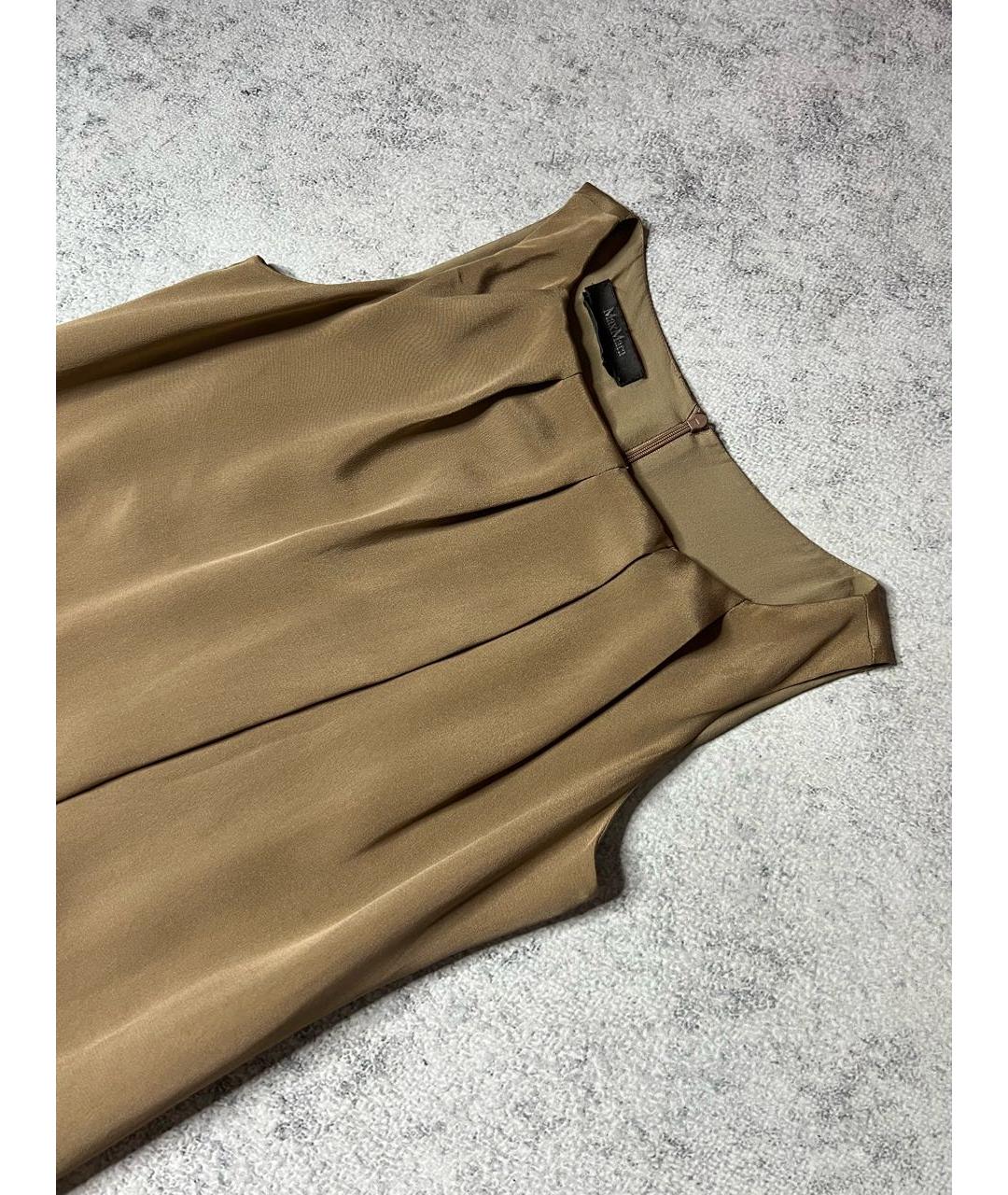 MAX MARA Коричневое шелковое коктейльное платье, фото 5