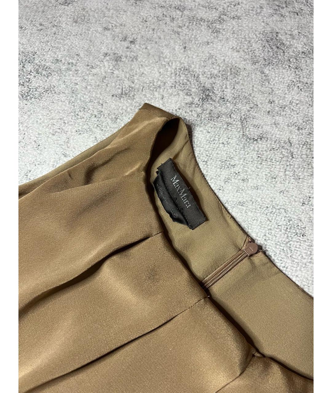MAX MARA Коричневое шелковое коктейльное платье, фото 6