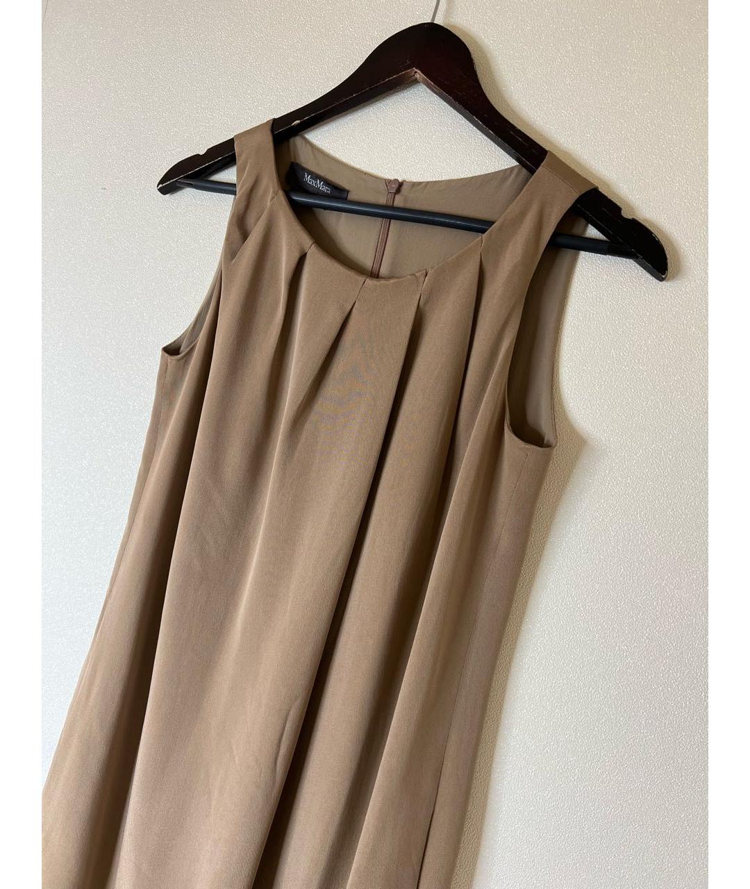 MAX MARA Коричневое шелковое коктейльное платье, фото 3