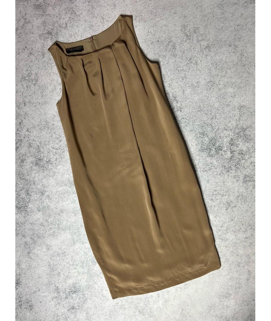MAX MARA Коричневое шелковое коктейльное платье, фото 9