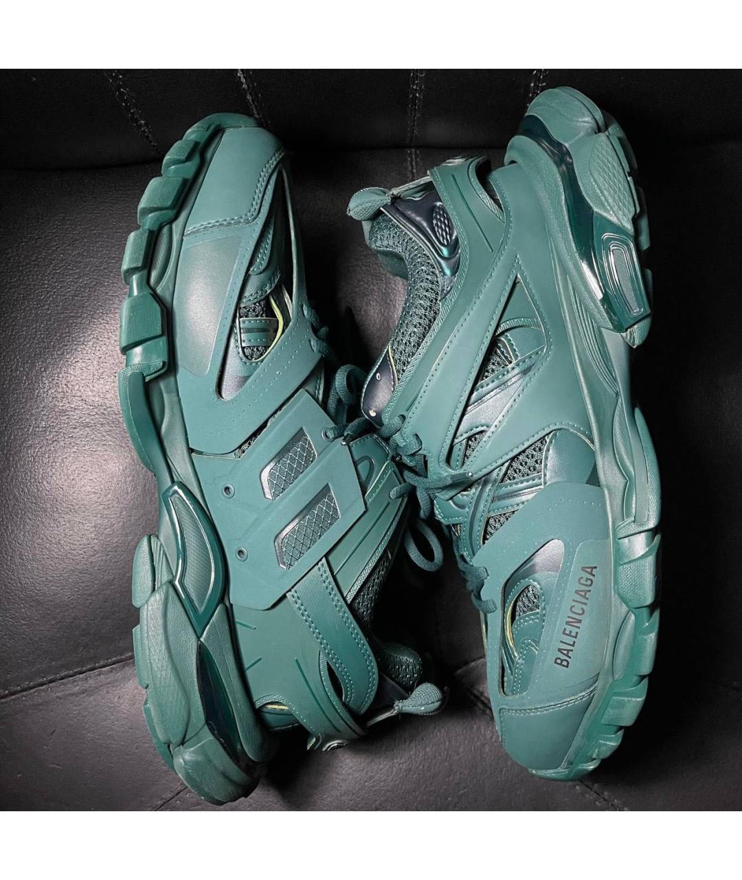 BALENCIAGA Зеленые текстильные низкие кроссовки / кеды, фото 4
