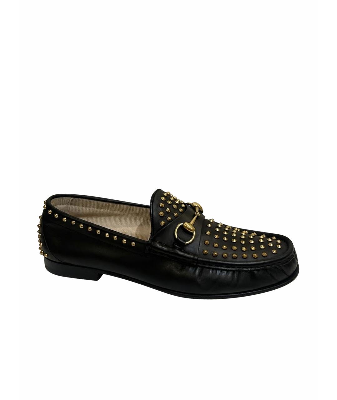 GUCCI Черные кожаные мокасины, фото 1