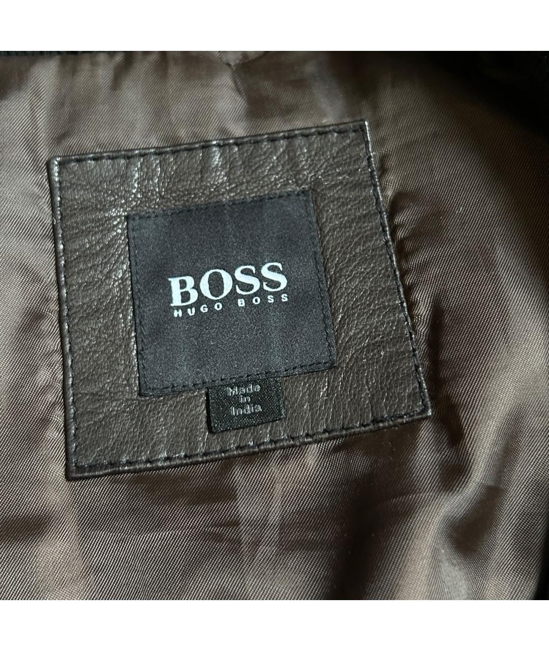 HUGO BOSS Хаки кожаная куртка, фото 5