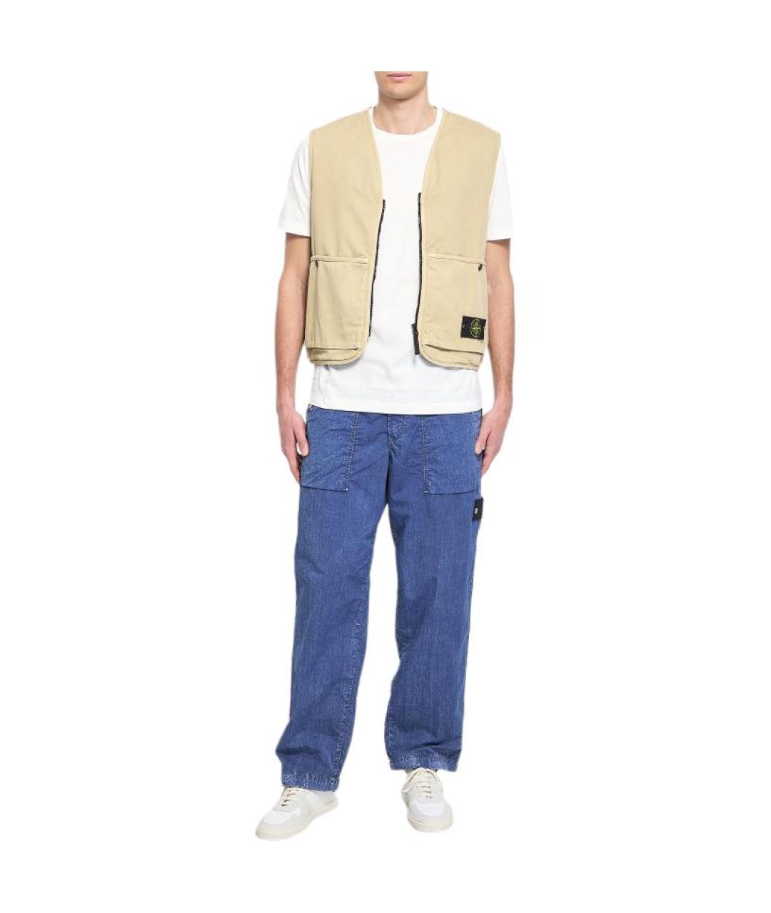 STONE ISLAND Бежевый хлопковый жилет, фото 4