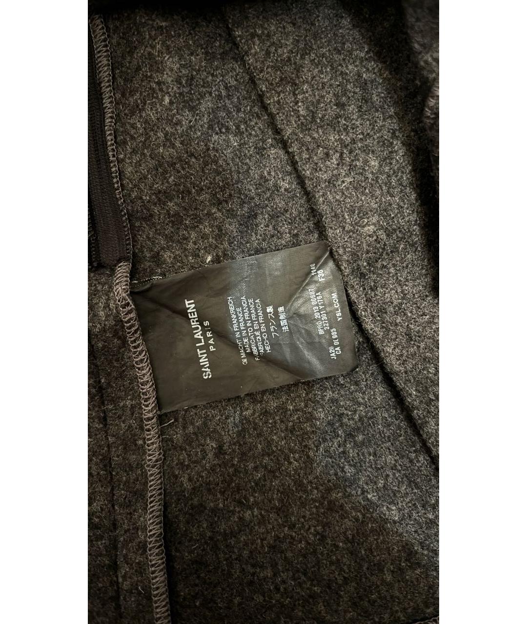 SAINT LAURENT Антрацитовая шерстяная юбка мини, фото 3