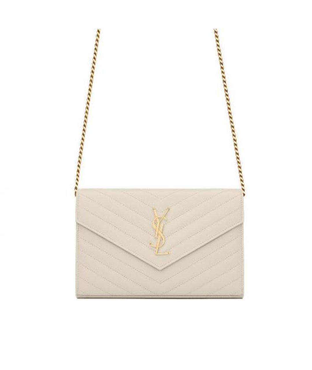 SAINT LAURENT Белый кожаный кошелек, фото 1