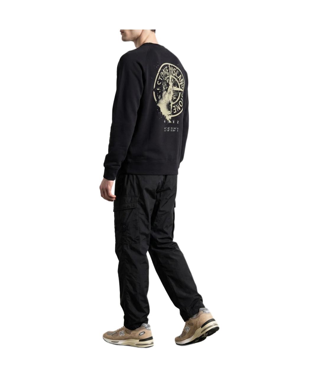 STONE ISLAND Черные хлопковые повседневные брюки, фото 3