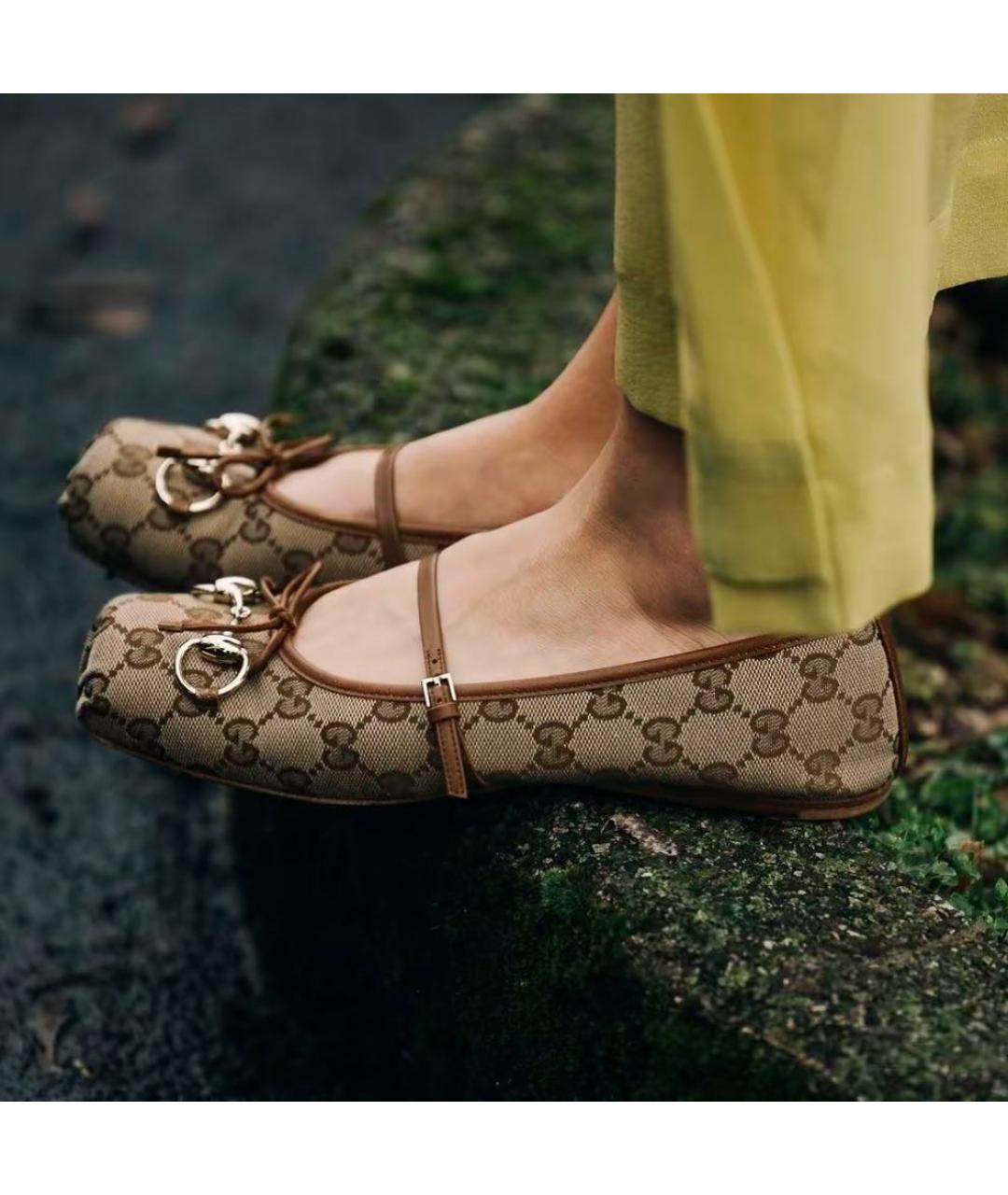 GUCCI Бежевые балетки, фото 8