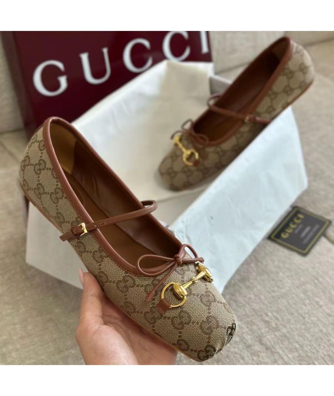 GUCCI Бежевые балетки, фото 5