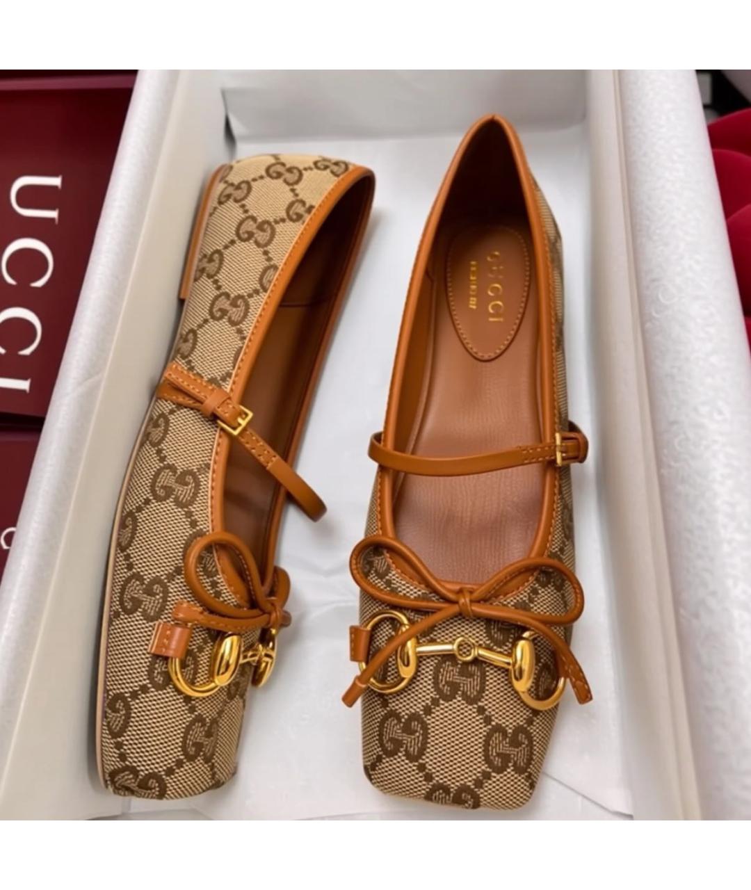 GUCCI Бежевые балетки, фото 4