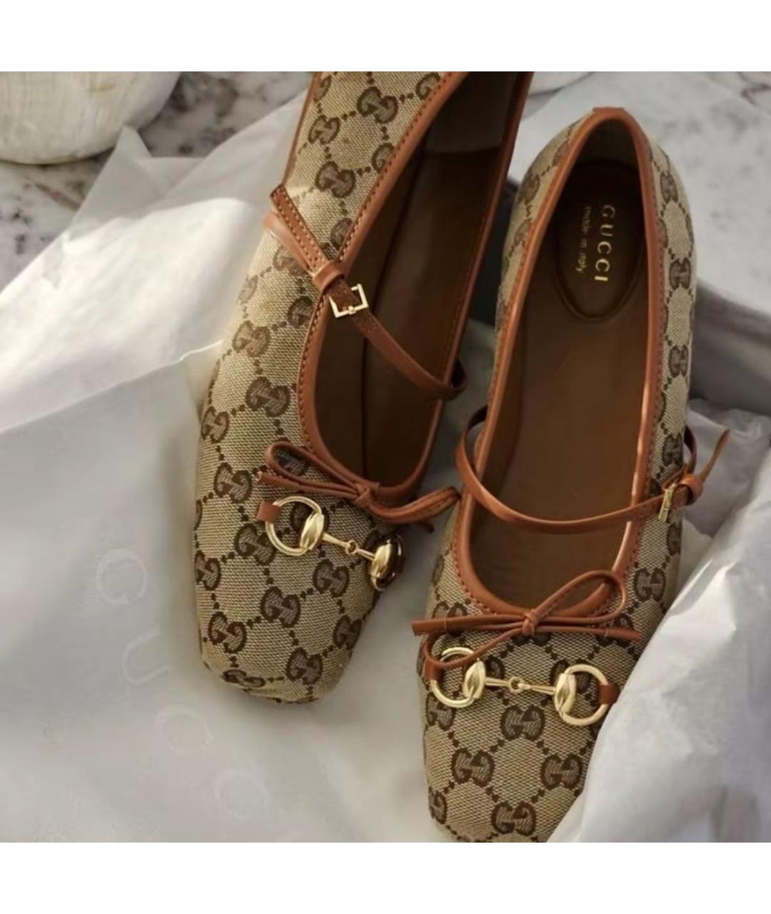 GUCCI Бежевые балетки, фото 6