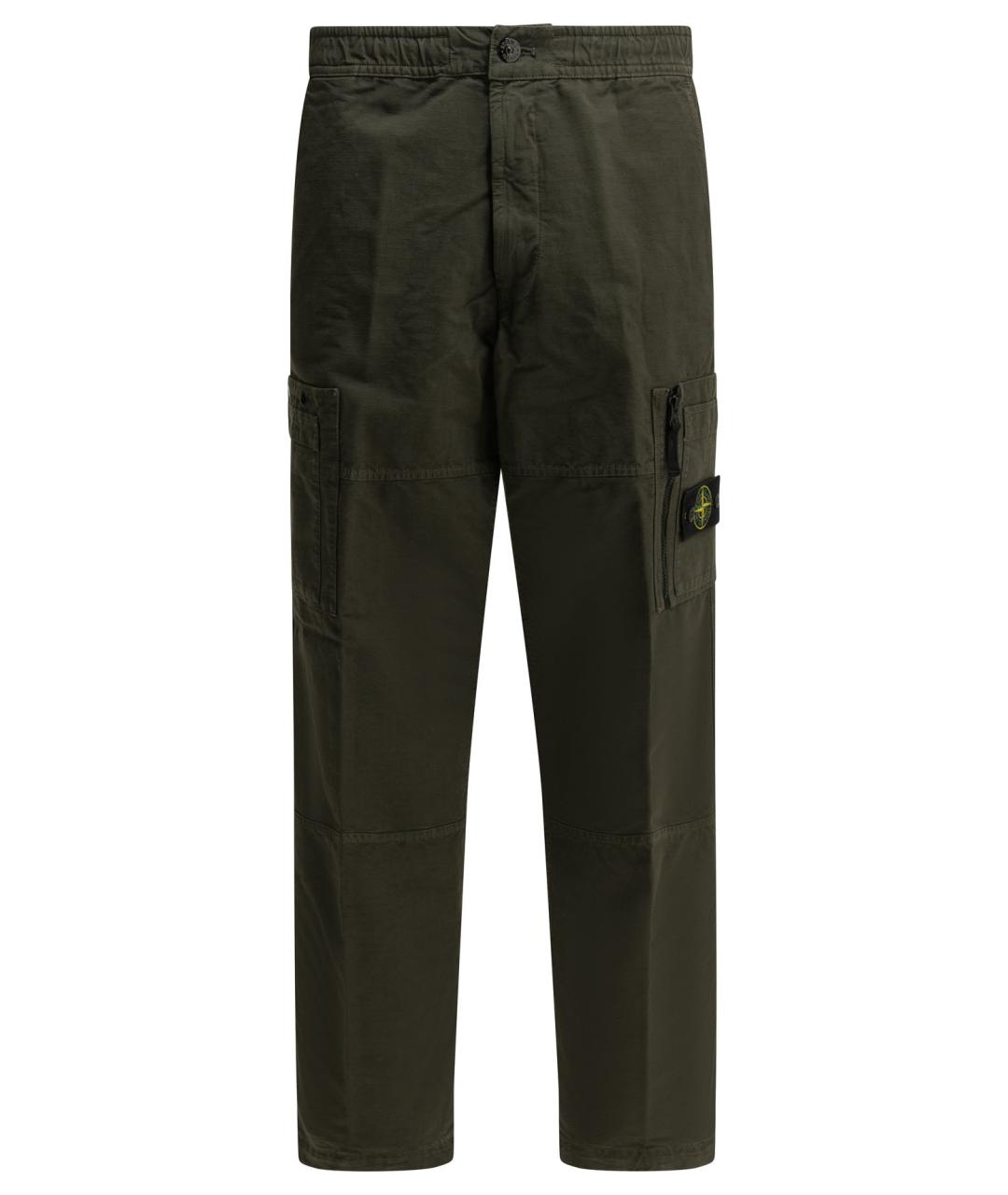 STONE ISLAND Зеленые хлопковые повседневные брюки, фото 1