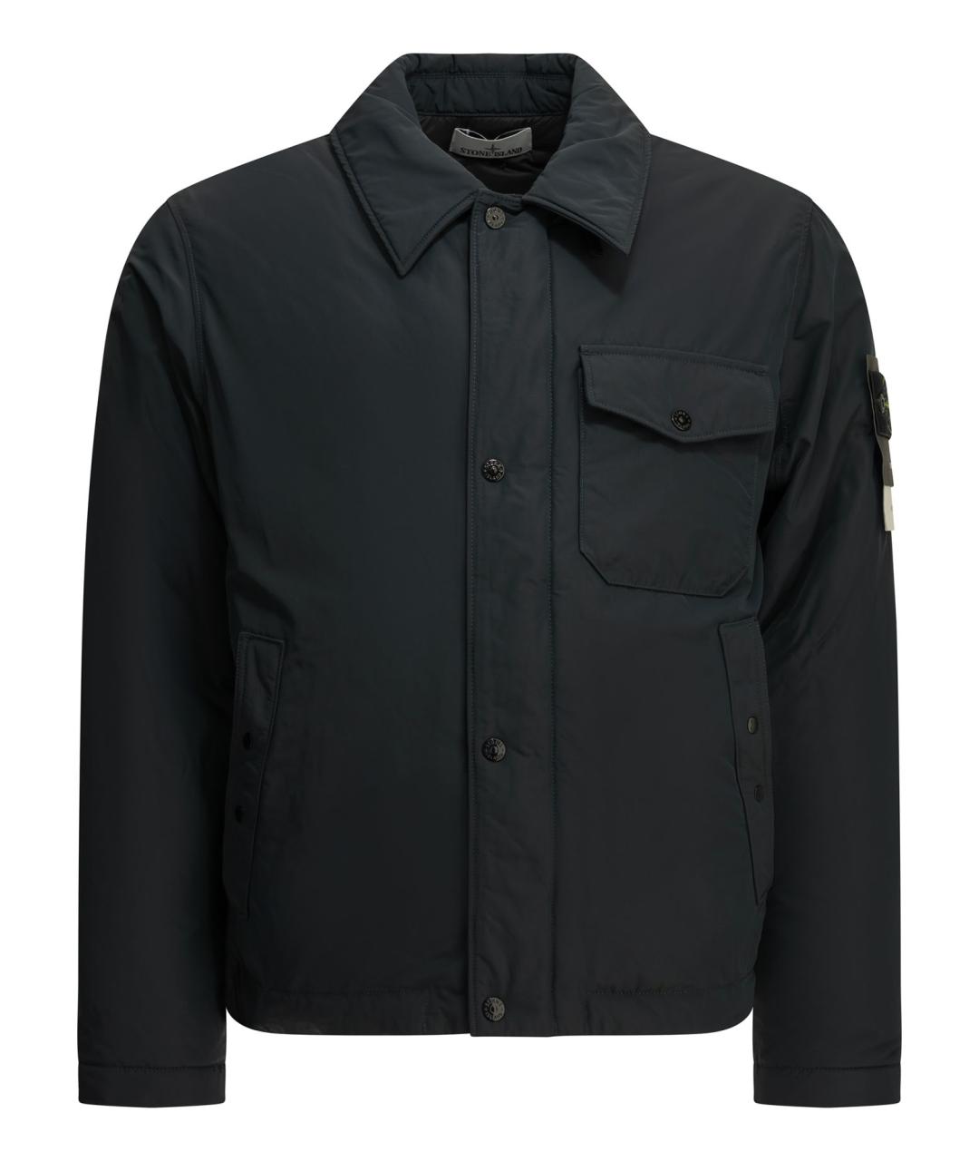 STONE ISLAND Темно-синяя полиэстеровая куртка, фото 1