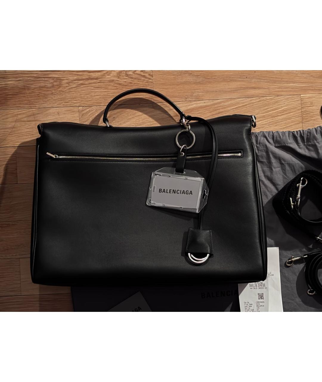 BALENCIAGA Черная кожаная сумка тоут, фото 3