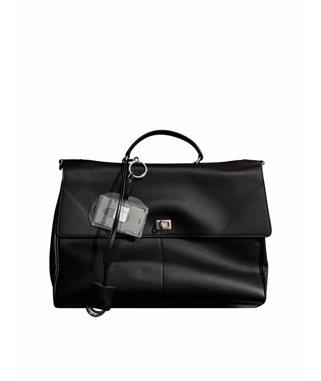 BALENCIAGA Черная кожаная сумка тоут, фото 1
