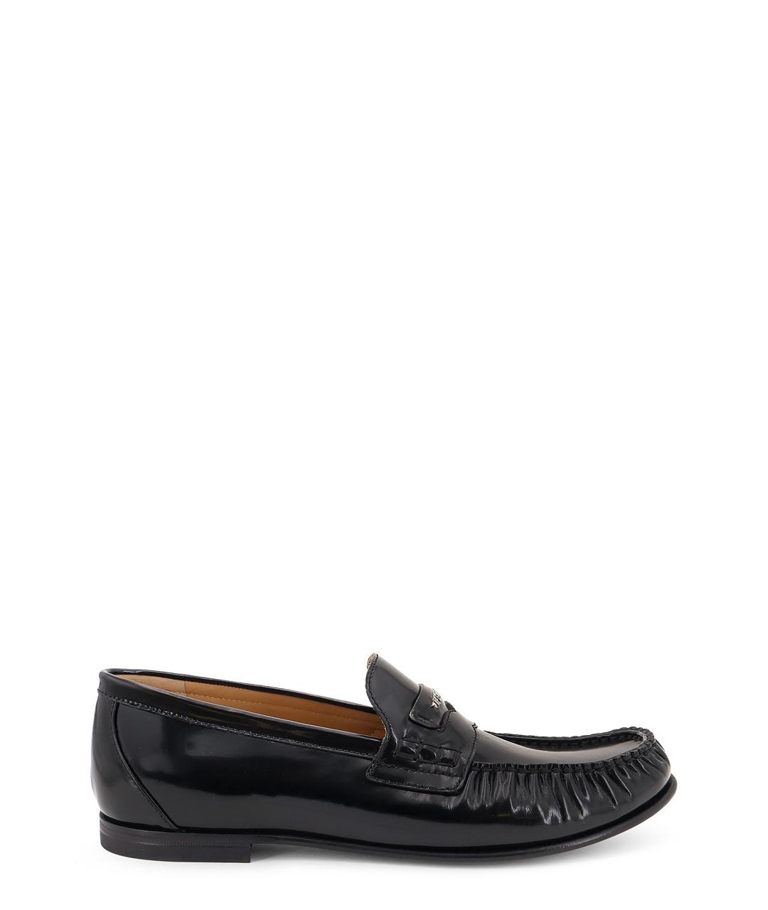 FENDI Черные кожаные лоферы, фото 1