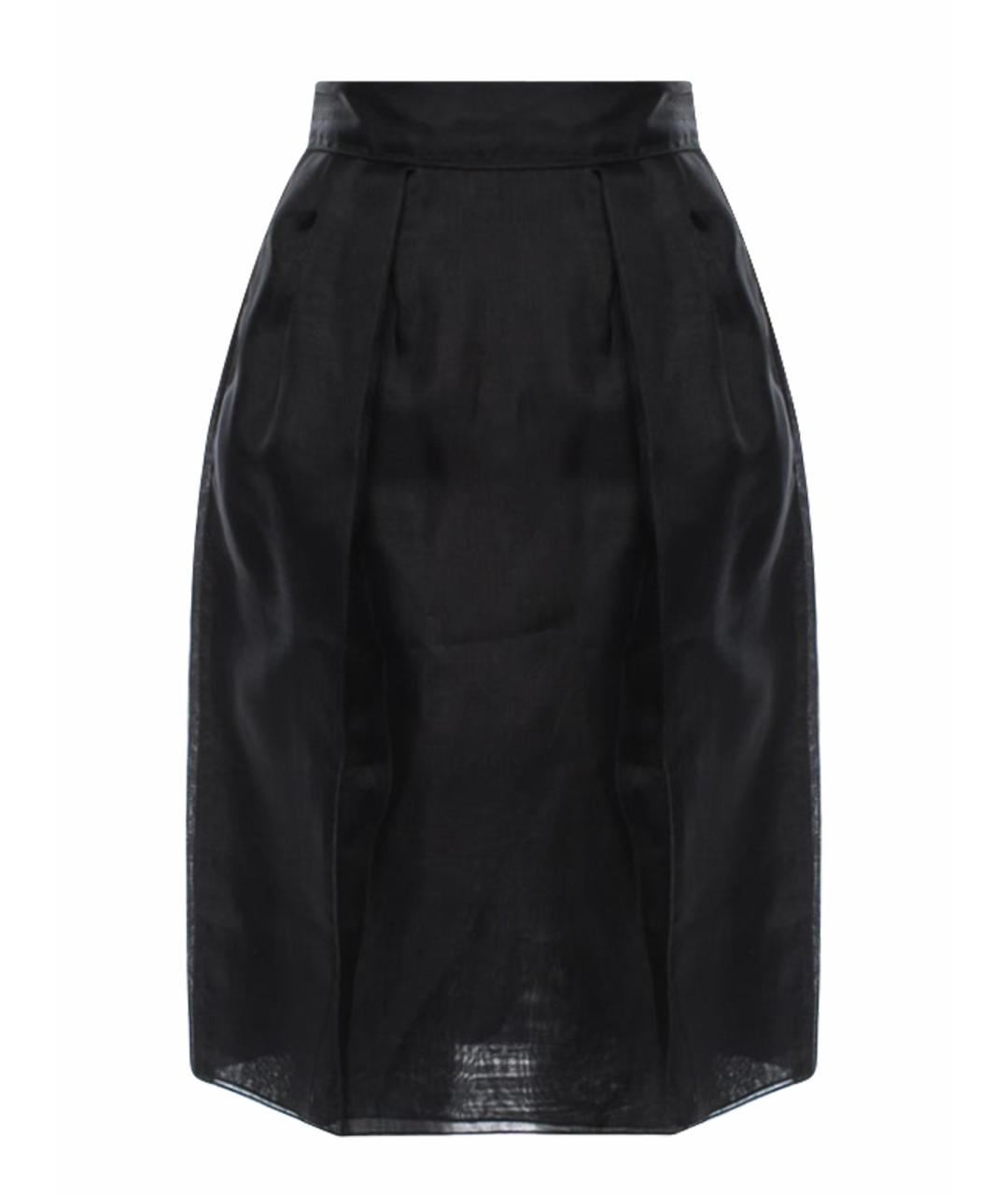 DOLCE&GABBANA Черная шелковая юбка миди, фото 1