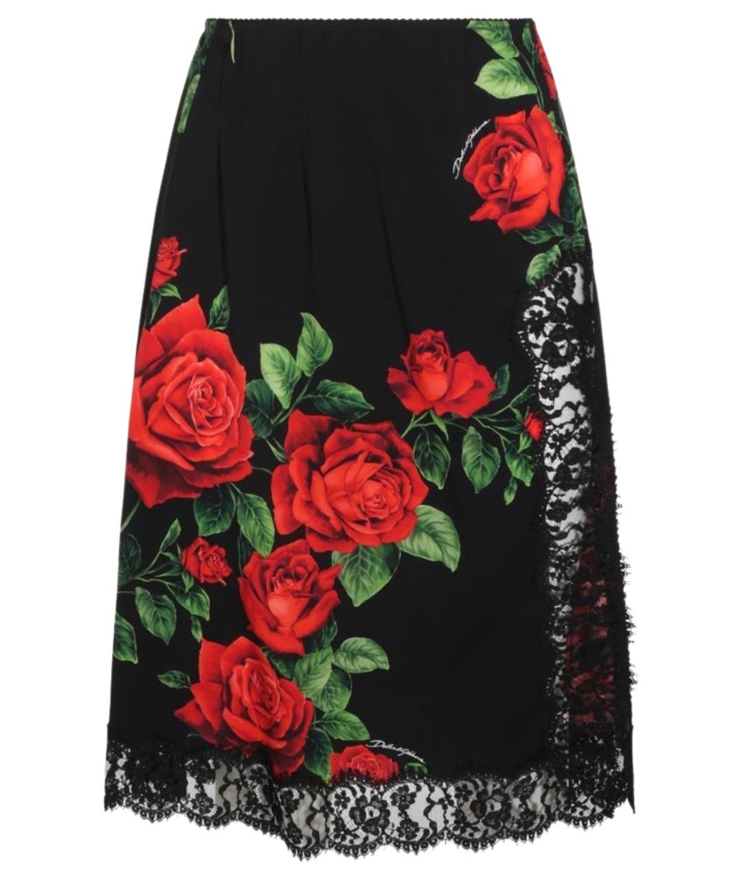 DOLCE&GABBANA Черная шелковая юбка миди, фото 1