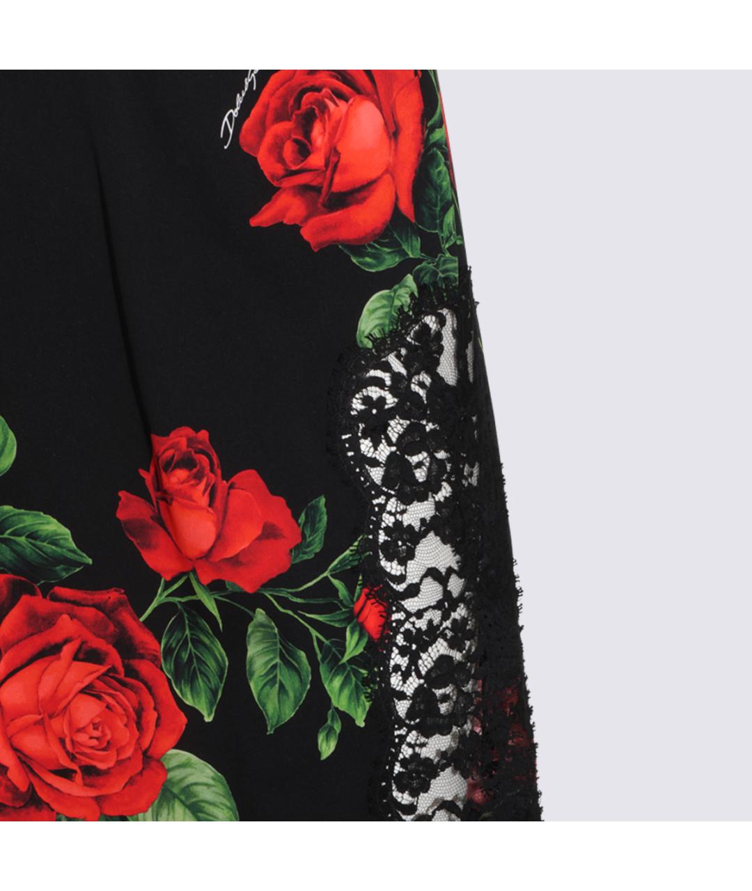 DOLCE&GABBANA Черная шелковая юбка миди, фото 3