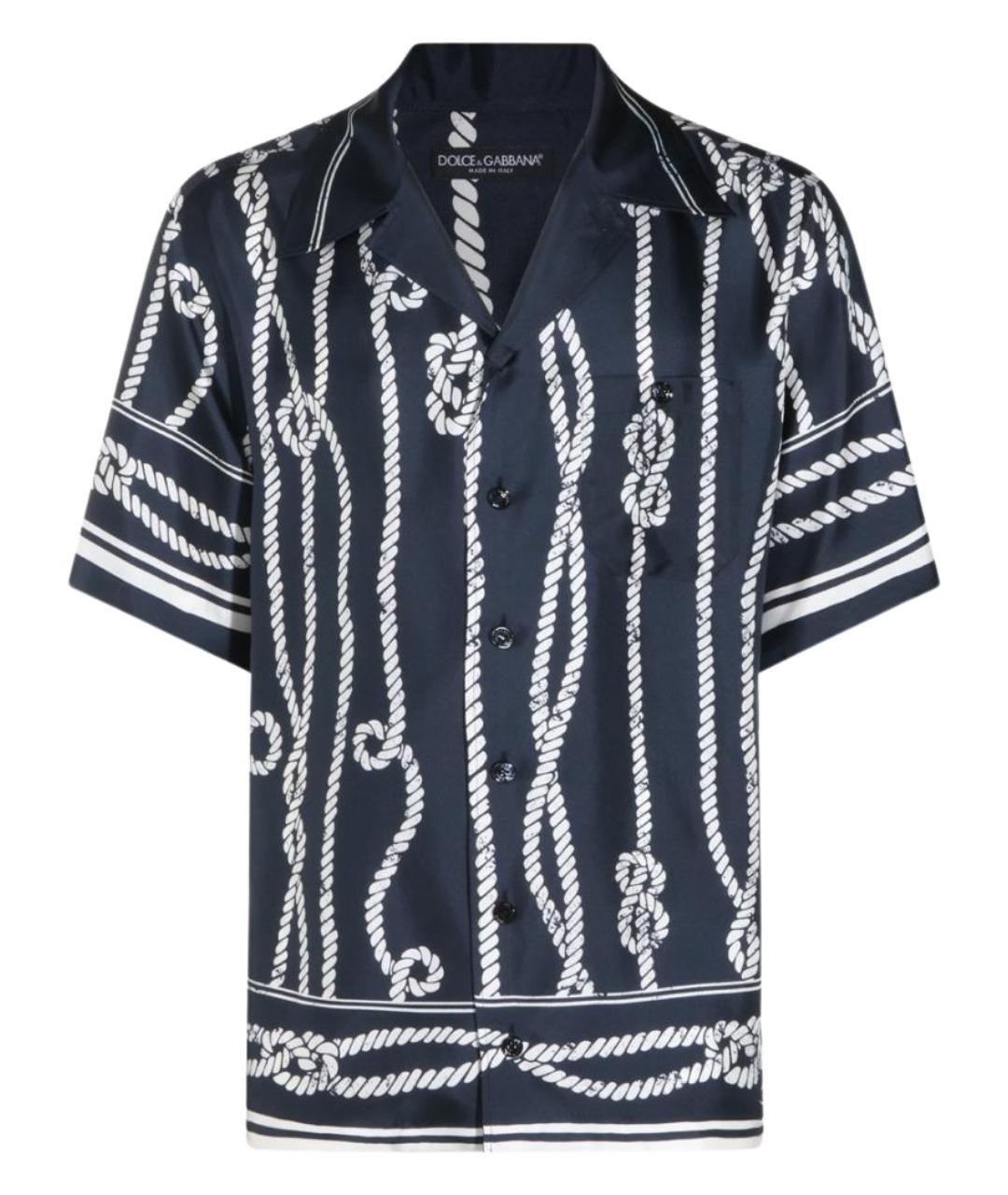 DOLCE&GABBANA Темно-синяя шелковая кэжуал рубашка, фото 1