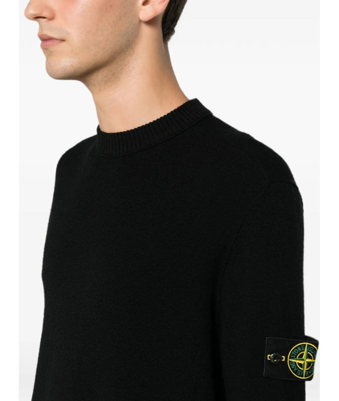 STONE ISLAND Черный шерстяной джемпер / свитер, фото 3