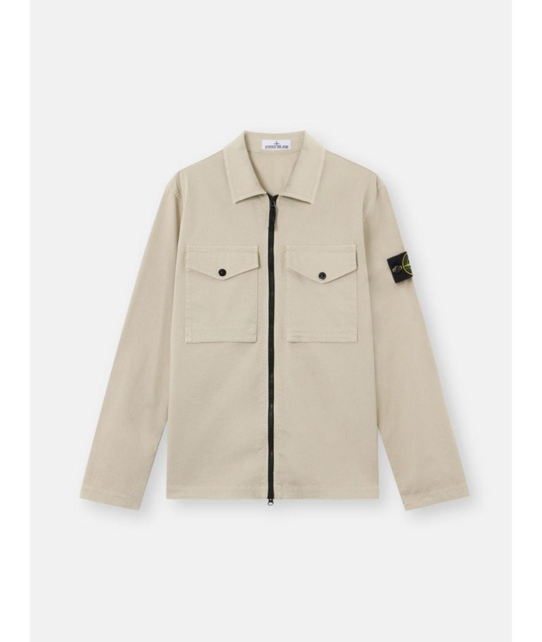 STONE ISLAND Бежевая хлопковая куртка, фото 4