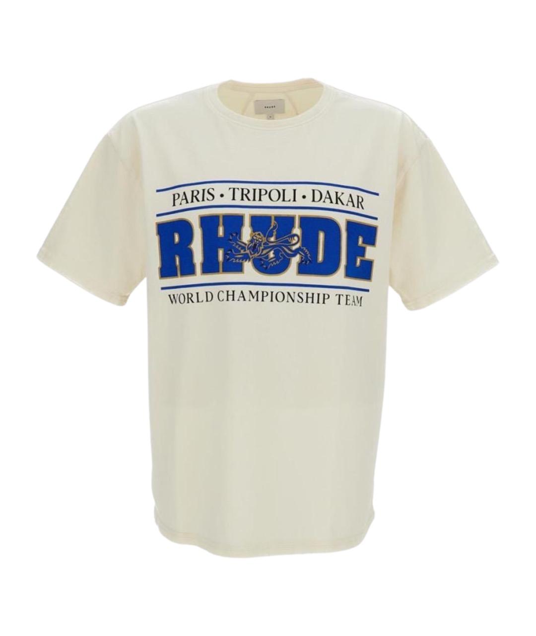 RHUDE Белая хлопковая футболка, фото 1