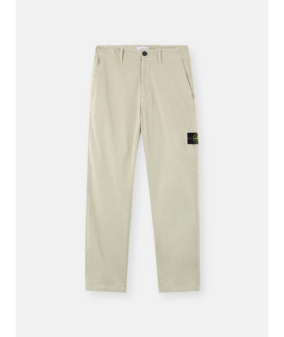 STONE ISLAND Бежевые хлопковые повседневные брюки, фото 4