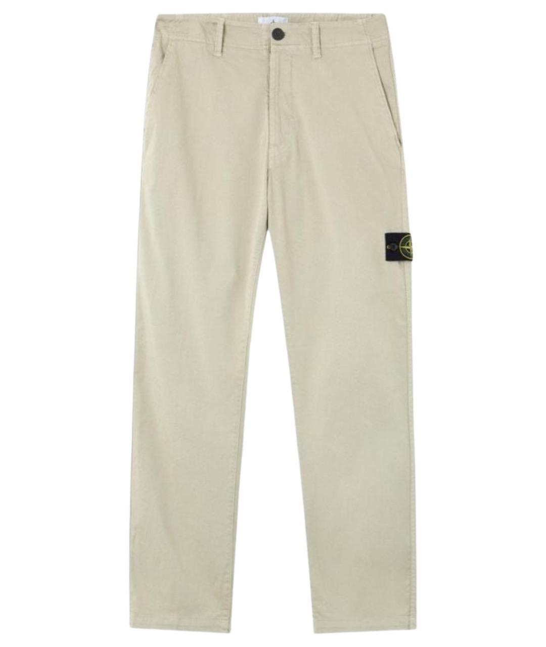 STONE ISLAND Бежевые хлопковые повседневные брюки, фото 1